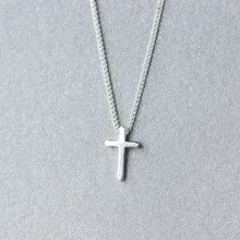 Такой маленький/тушеный Крест) реальный. 925 стерлингового серебра полированный крест религиозный кулон ожерелье шармы с распятием ювелирные изделия GTLX1255