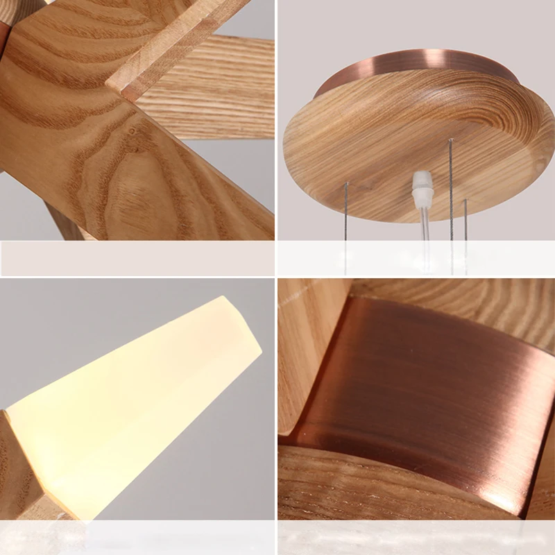 Японские светодиодные твердые деревянные подвесные светильники искусство