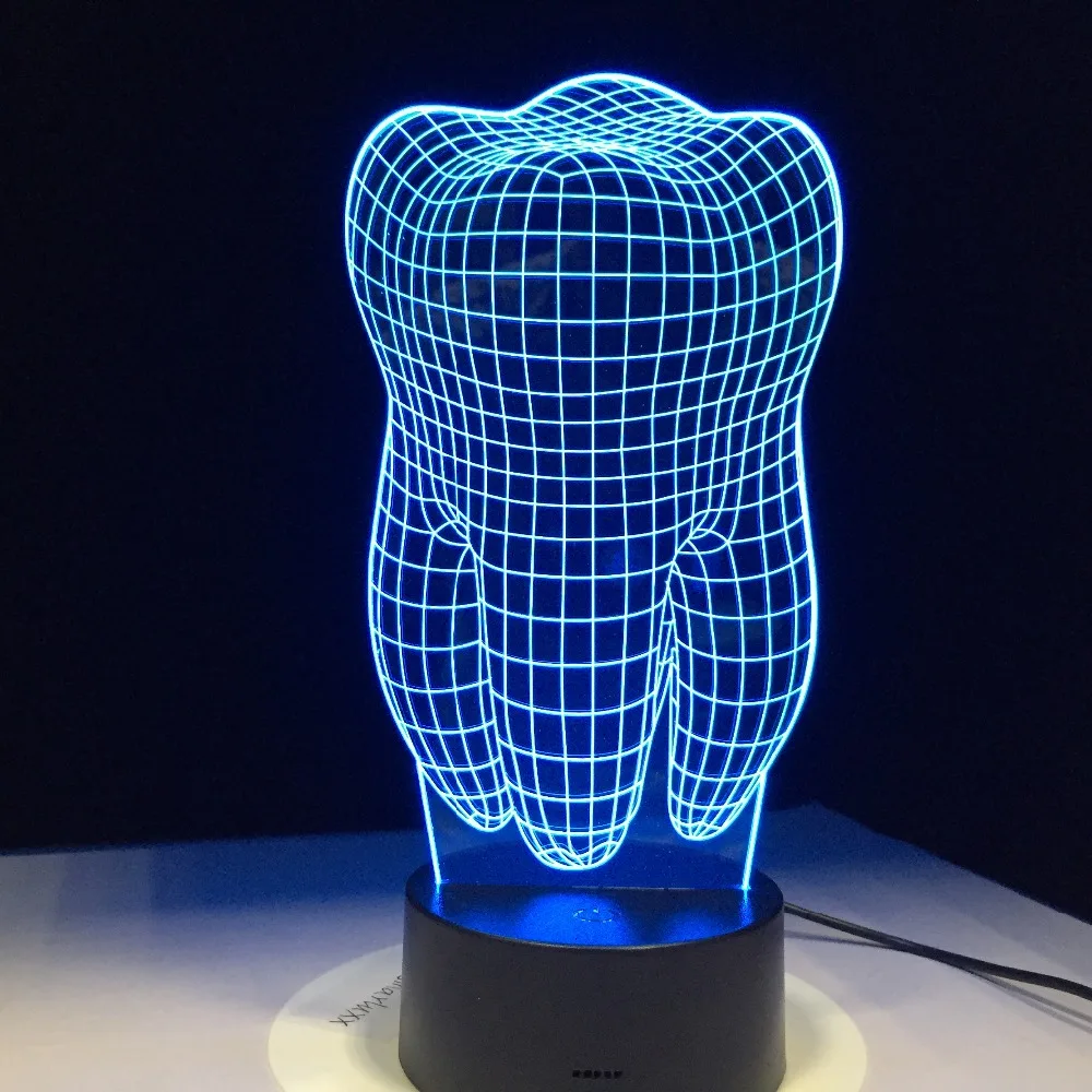 Fantastic Illusion Tooth 3d Led Night Light Acrylic Colorful Kids Baby Usb Table Lamp Cool Lamp As Gift For Dentist Night Lights - AliExpress