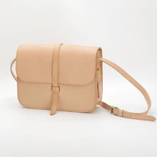 Handmade bag Vegetable tanning leather shoulder bag genuine leather European and American style Diagonal square bagFree Shipping