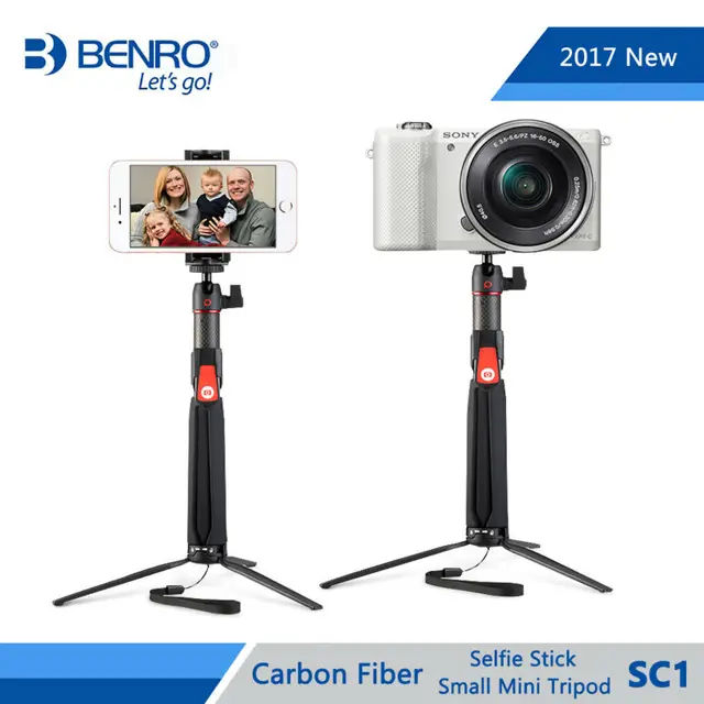 Benro Selfie Stick SC1 Carbon Fiber Extendable Selfie Stick Small Mini