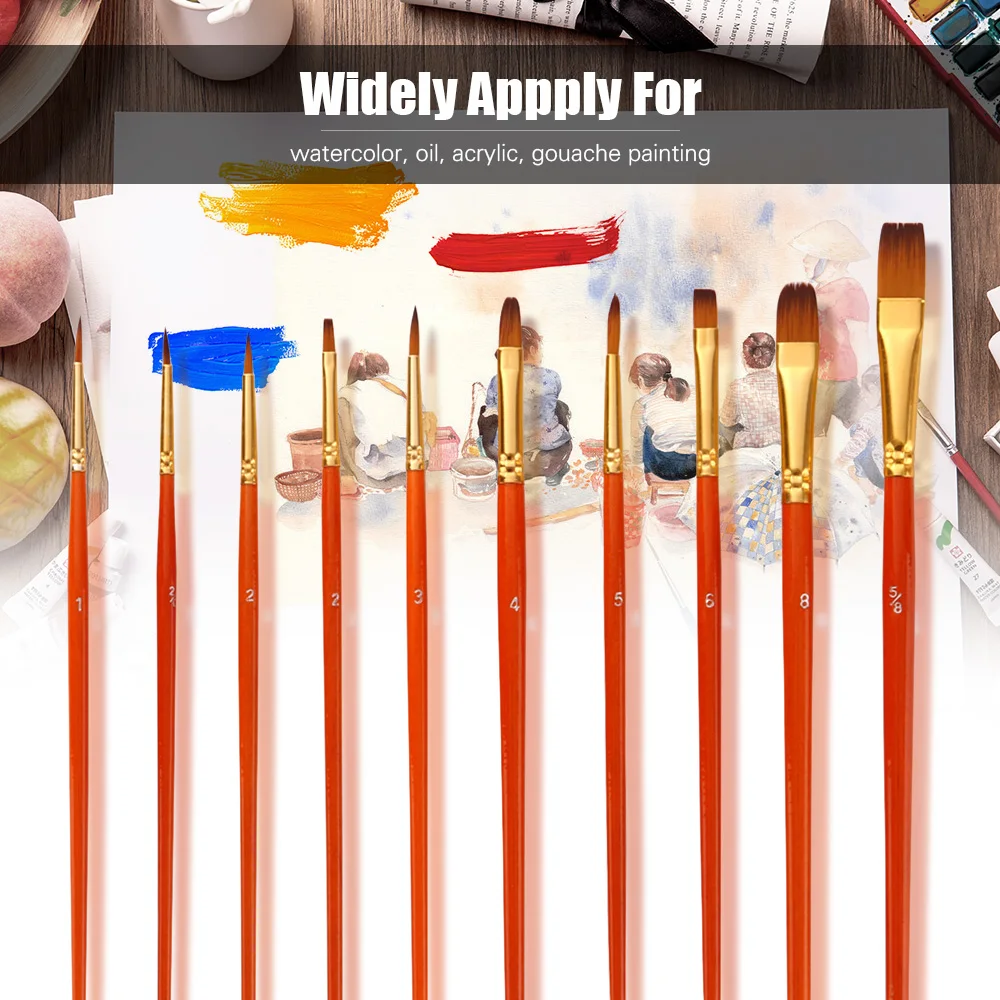 

50 PCS Nylon Hair Paint Brushes Set Artist Paintbrush Lot Multiple Mediums Brushes for Watercolor Gouache Oil Painting Drawing
