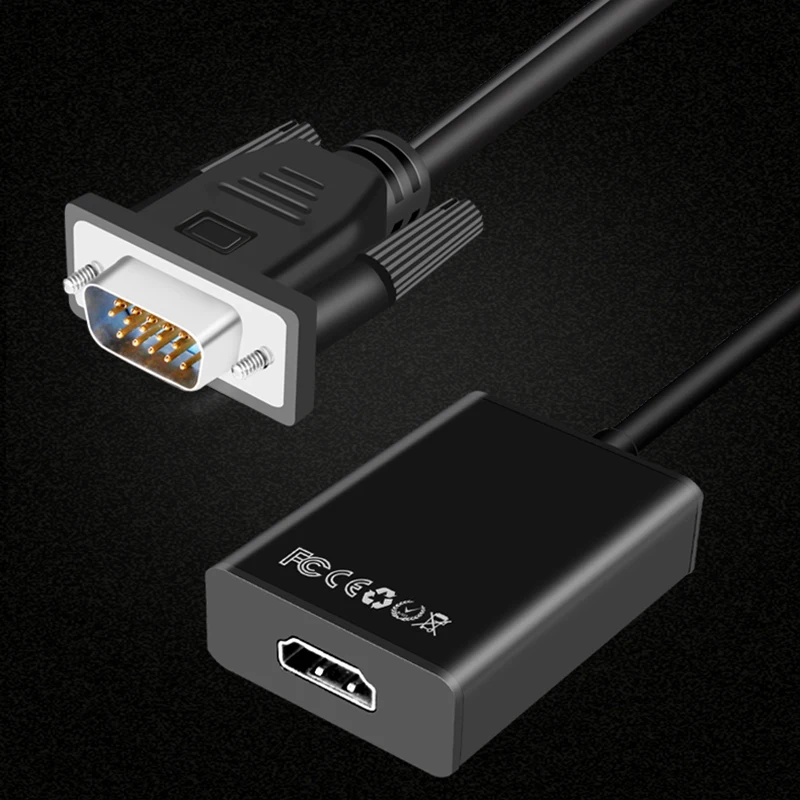 VGA to HDMI Converter Adapter Cable 1080P Analog to Digital Audio Video Converter USB Aux Cable for PC Laptop to HDTV Projector VGA to HDMI Converter Adapter Cable 1080P Analog to Digital Audio Video Converter USB Aux Cable for PC Laptop to HDTV Projector