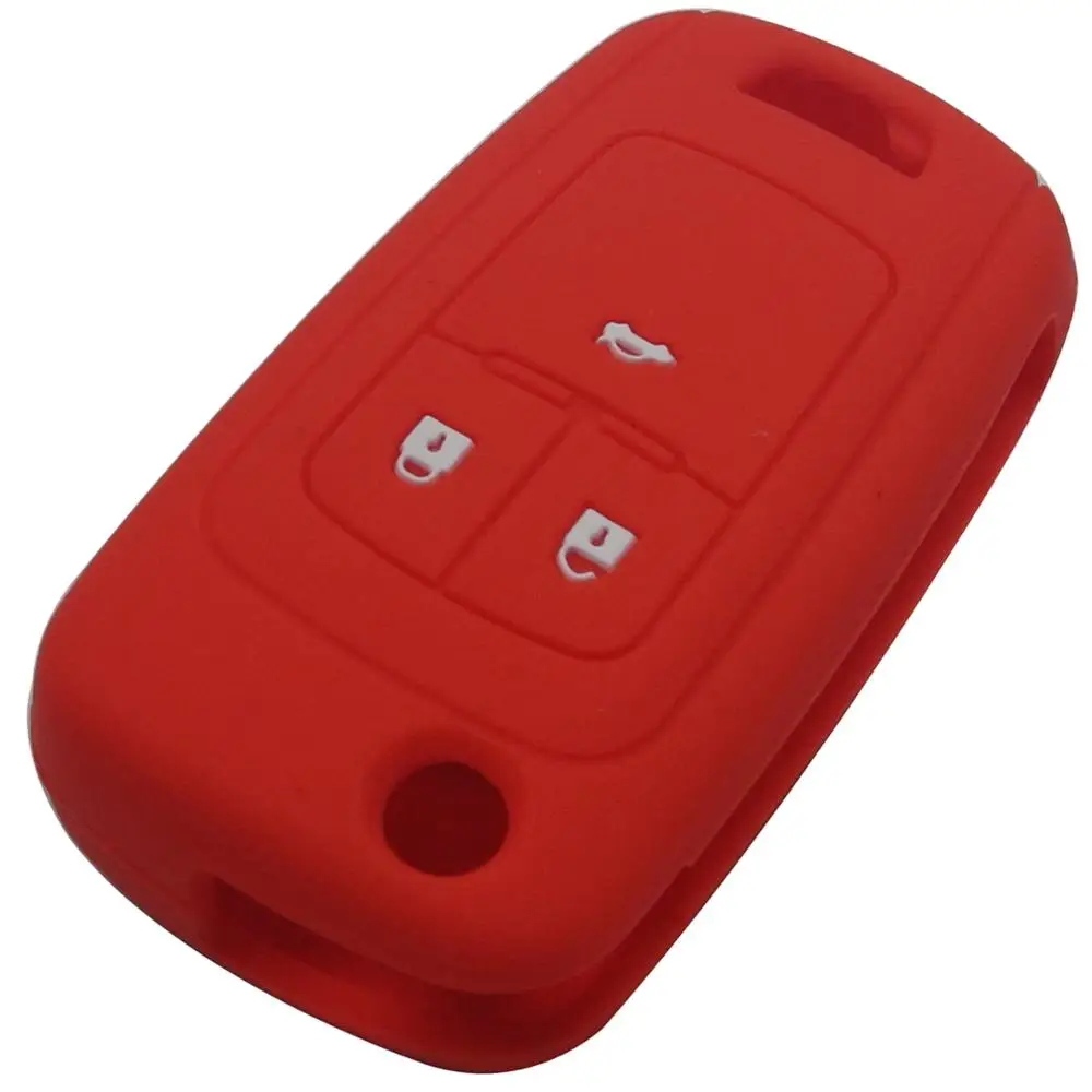Jingyuqin 3 кнопки дистанционного силиконового резинового ключа автомобиля чехол для Chevrolet Cruze держатель - Цвет: red