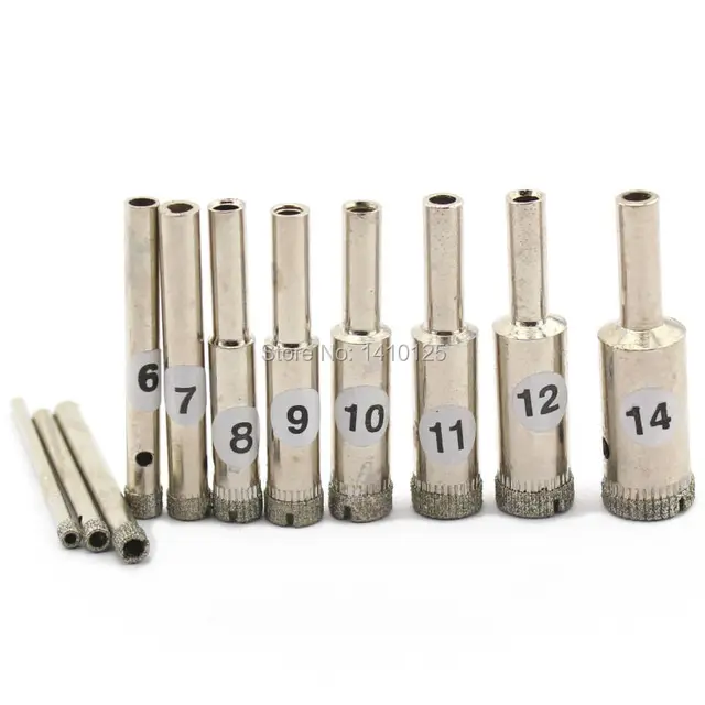 Lot de 11 forets diamantés de 3 à 14 mm, revêtus, pour la maçonnerie, le verre, les carreaux, le marbre et le granit 1