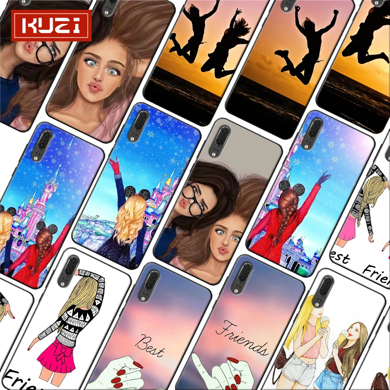 Soft Silicone Phone Case for huawei honor 20 lite 8x 9x pro 10 v30 Best Friends Forever lovers couple Girl |