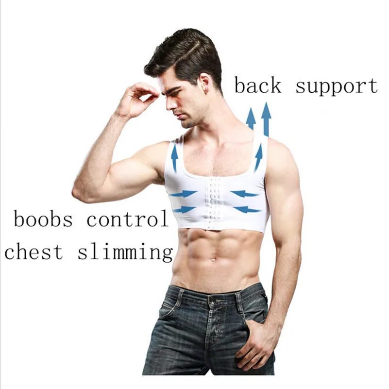 Male control chest Bra Gynecomastia Chest Shaper Vest tops Sexy Men Posture Corrector Compression Shirt Corset