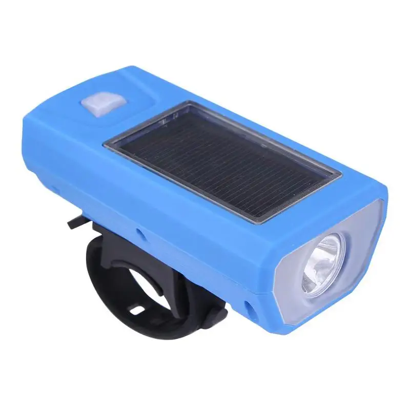 MTB велосипед светодиодный солнечный+ usb зарядка 5 Вт 300LM свет фар велосипед передняя лампа - Цвет: Синий