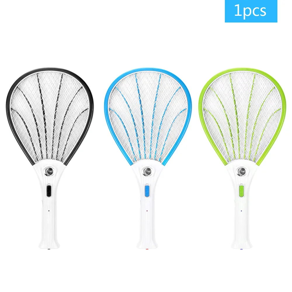 

LED Mosquito Killer Zapper Electric Fly Swatter 1pcs Rechargeable LED Electric Insect Bug Fly Swatter Killer Racket 3-Layer Net