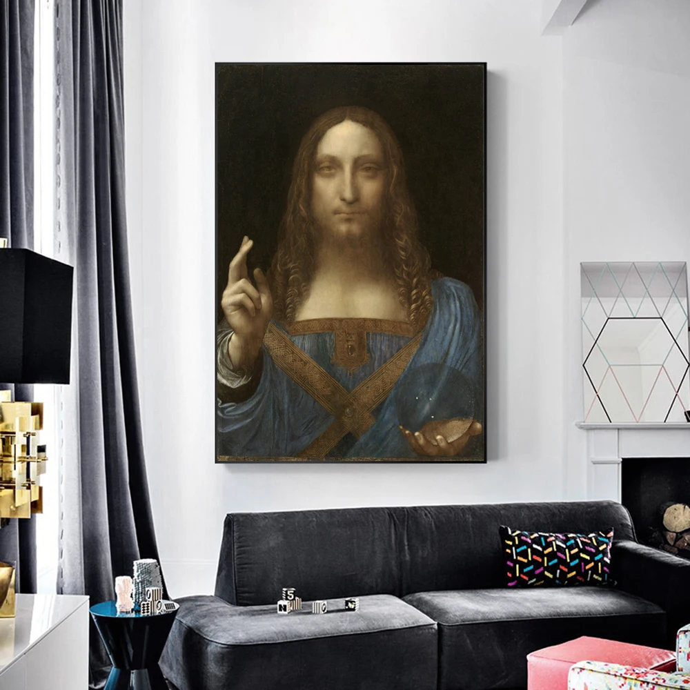 JP London Ready to Frame Art Print Salvator Mundi Davinci Jesus Inspirational Painting Mystic 24in by 36in PAPMPOS2700