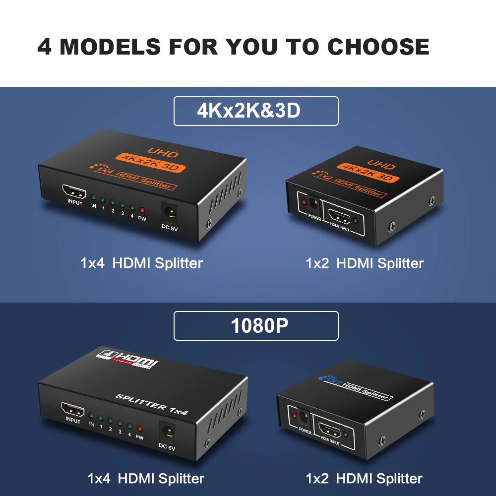 1 в 2 Выход HDMI сплиттер 1 в 4 Выход HDMI сплиттер усилитель HDCP 1080P 4K двойной дисплей для HDTV DVD PS3 Xbox