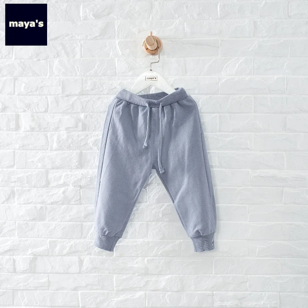Mayas/Новые модные однотонные прямые детские штаны хлопковые мягкие дышащие с