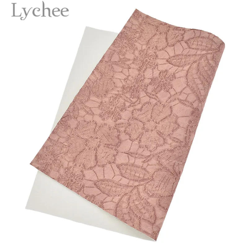 Lychee 29x21 см A4 тиснением кружевные цветы из искусственной ткани Высокое качество пошива Синтетическая Кожа DIY Материал для Сумки из натуральной кожи одежды