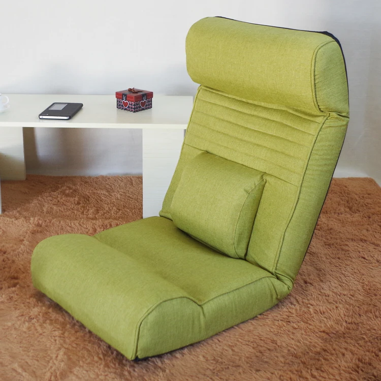  Foldable Floor Chair Lazy Sofa Adjustable Backrest Dormitory Watching TV with Lumbar Pillow 6-Posit