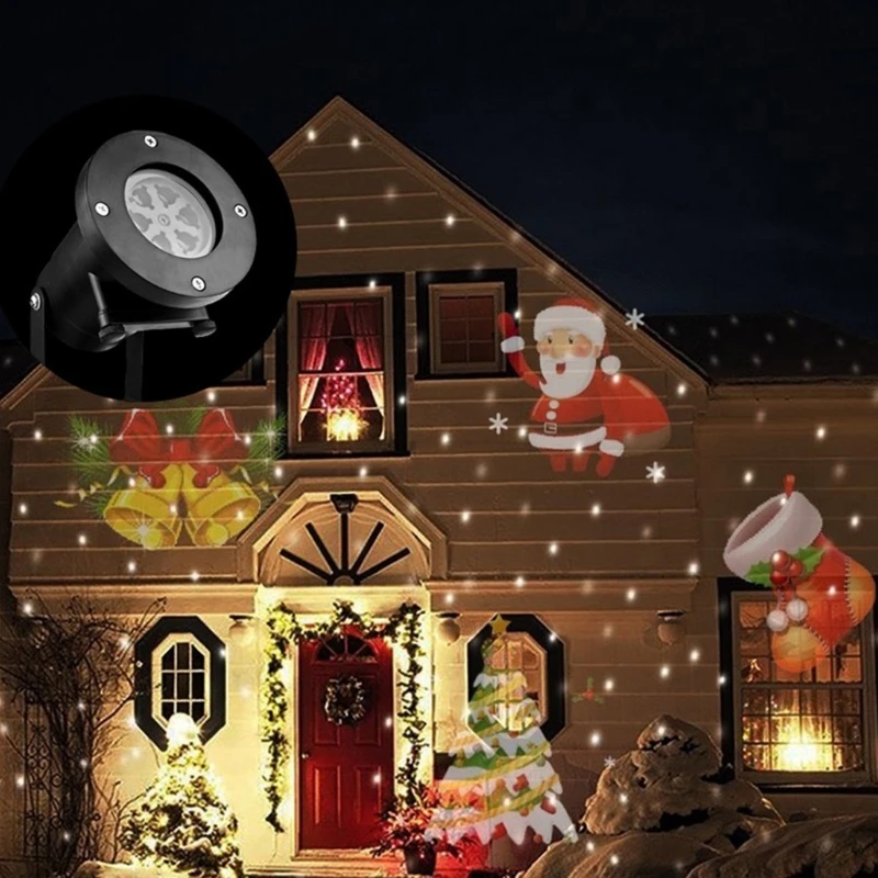 

YAM IP65 Waterproof EU/US/UK/AU Plug Projector Rotating Landscape Lamp 12 Switchable Pattern 4 Pcs LED Spotlight Christmas Party