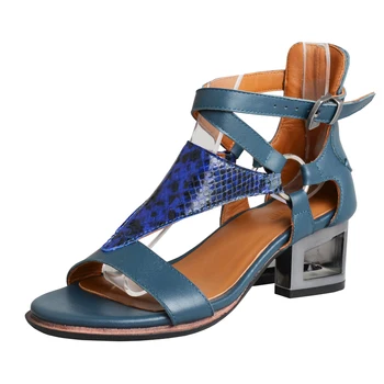 

Prova Perfetto 2019 New Thick Metal Heel Cow Leather Open Toe Rome Sandals Female Summer Cross Straps Buckle Holiday Beach Shoes