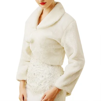 

Wedding Jacket Wrap Bridal Bolero Winter Wraps Coat Stole Faux Fur Fabric For Brides Womens