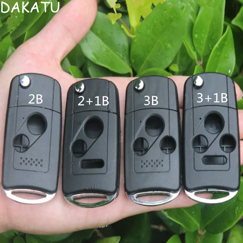 

DAKATU Modified key shell For Honda Fit Accord City CRV Flip folding Remote key case 2/2+1/3/4 Button with logo