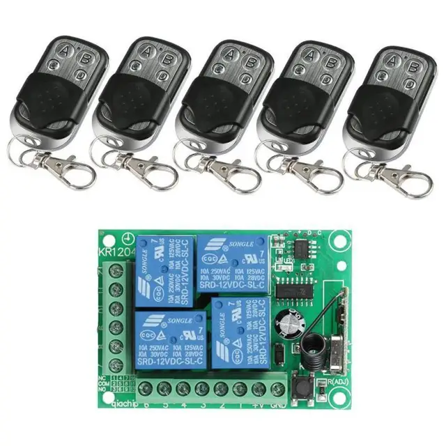 Universal 433MHz RF Transmitter Receiver Learning Code 4 Channel