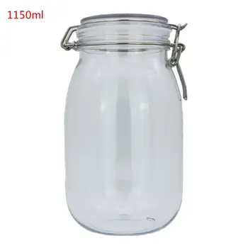 

VFGTERTE 1PC 1150ML Plastic Oval Storage Jar With Airtight Seal Lid Food Container Preserving Kitchen Flour Pasta Spice Bottles