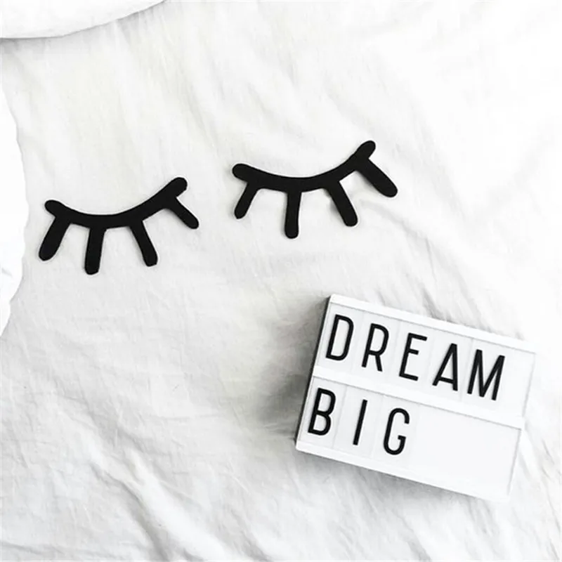 Hot ins Nordic wind wooden eyelash wall stickers Home children's room decoration creative background wall stickers