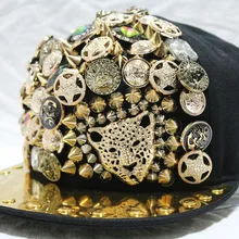 Акриловая бейсболка пантера хип-хоп шляпа плоская верхняя часть заклепки Золотой оснастки назад панк