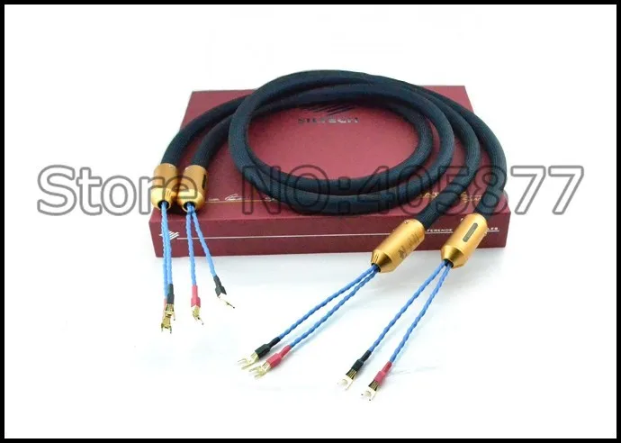 Excellent with box  G7 Emperor Double Crown speaker cable 2.5M Audio speaker cable silver-gold 1pair 3