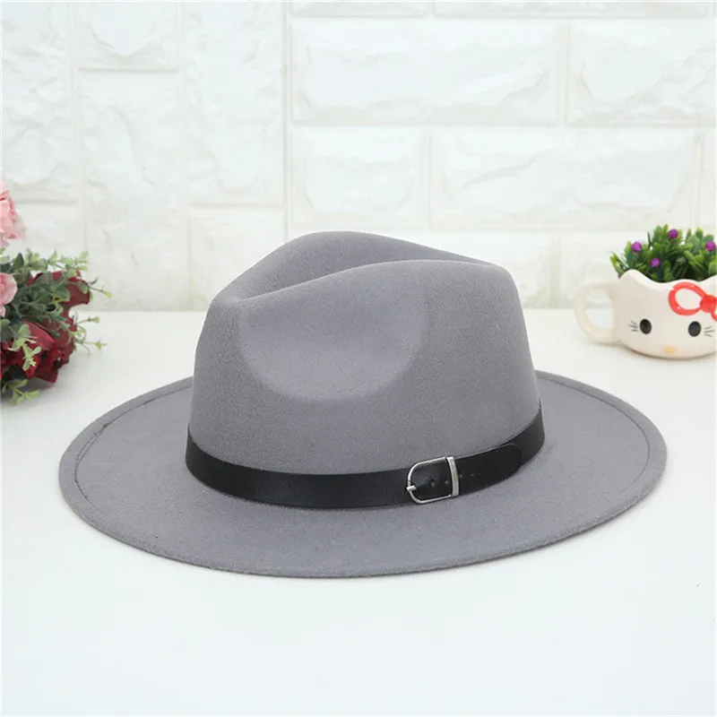 Женская шерстяная фетровая шляпа с широкими полями с поясом, Теплая Зимняя кепка, женская зимняя шапка# A