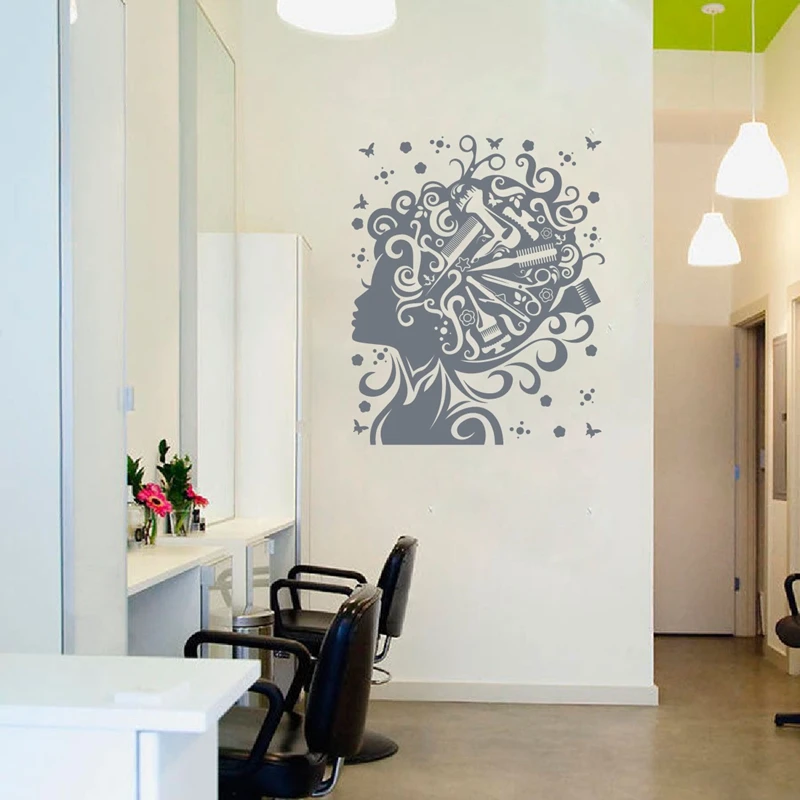 Female Hairdresser Vinyl Art Stickers