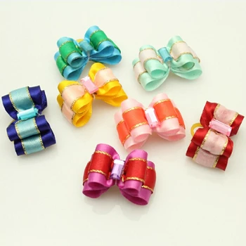 

50PCS Wholesale Hand Made Pet Cat Dog Grooming Hair Bows Rhinestone Ribbon Dog Bows Doggie Boutique Puppy Accessories Petshop