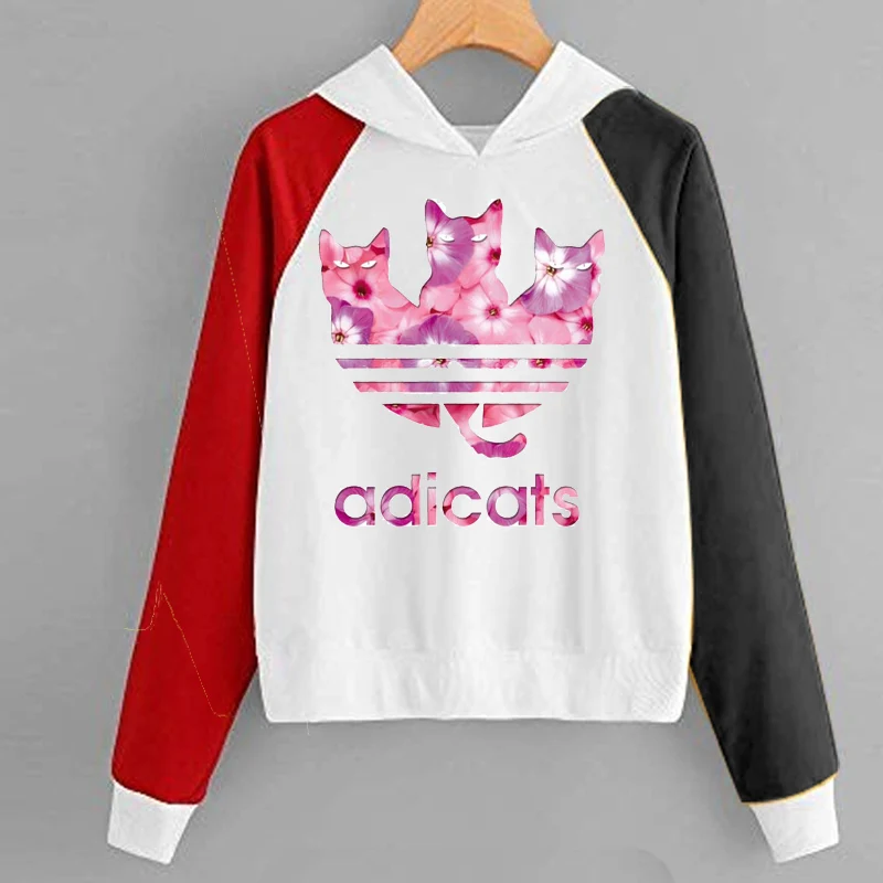 Женские толстовки с принтом adicats kawaii harajuku женские повседневные капюшоном и