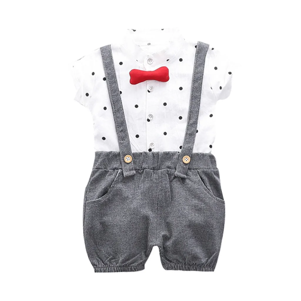 MUQGEW/Одежда для младенцев топы в клетку с принтом для маленьких мальчиков, футболка Короткие штаны Повседневный комплект одежды, ubranka dla niemowlat# y3 - Цвет: Серый