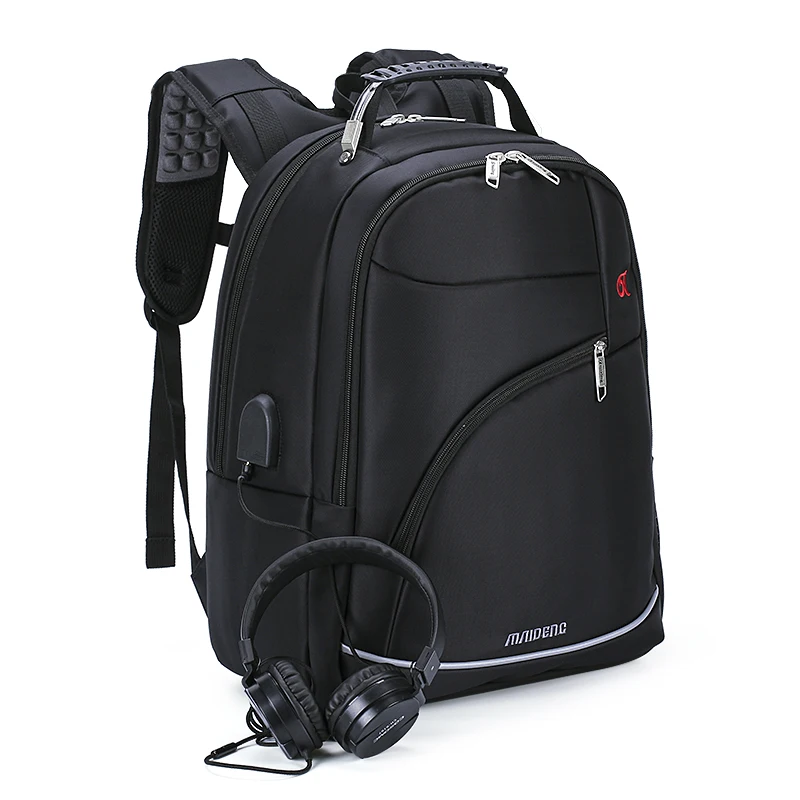 

Nylon Laptop Backpack 16 inch Schoolbag USB Charge Earphone Interface Men Notebook Backpack Travel Bag Large Computer Bags