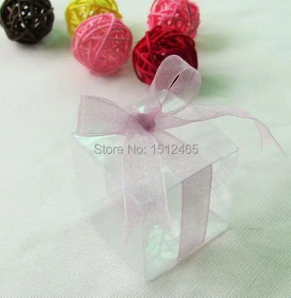 

100pcs/lot Bomboniere Wedding Party Favors Boxes Clear PVC Wedding Boxes/Candy boxes 1.2*1.2*1.2 Inch (3*3*3cm) small size