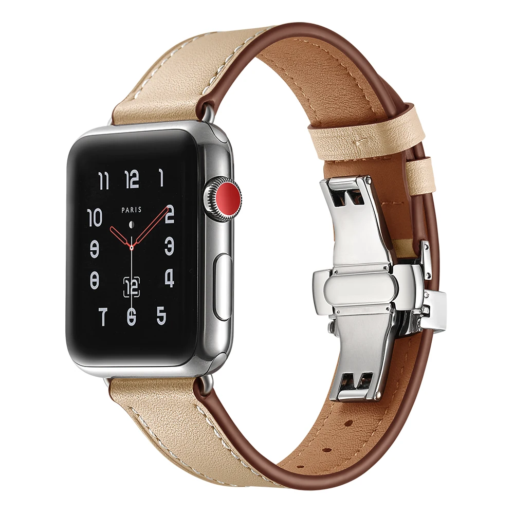 Роскошный кожаный ремешок для Apple watch 6 band 44 мм 40 iWatch series 3 4 5 se итальянский браслет