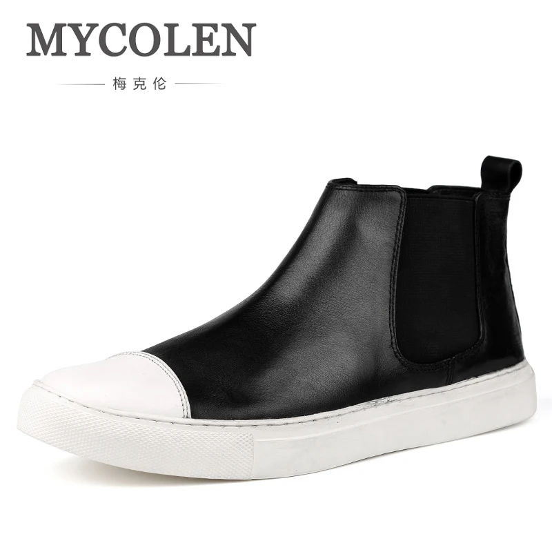 

MYCOLEN New Men'S Boots British Style Fashion Ankle Boots Brand Designer Black Genuine Leather Casual Shoes Men'S Boots