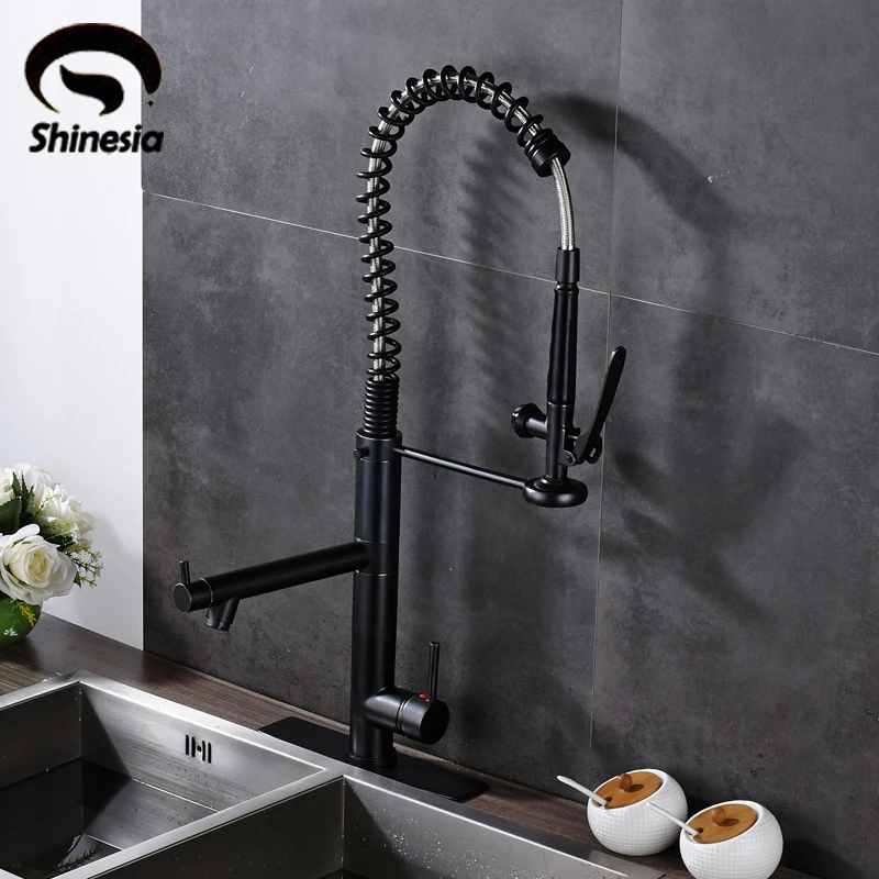 Oil Rubbed Bronze High Spring Kitchen Sink Faucet Single Lever Swivel Spout Mixer Tap with 10