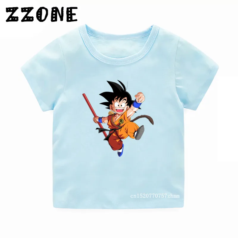 Для маленьких мальчиков/девочек Гоку мультфильм Dragon Ball футболка с принтом; одежда для малышей; Для детей, на лето мягкие Топы Для Детей Забавные футболки, 5072J