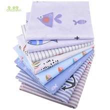 Chainho,8 adet/grup, karikatür desen, okyanus serisi, baskılı dimi pamuklu kumaş, patchwork kumaş DIY kapitone dikiş bebek ve çocuk