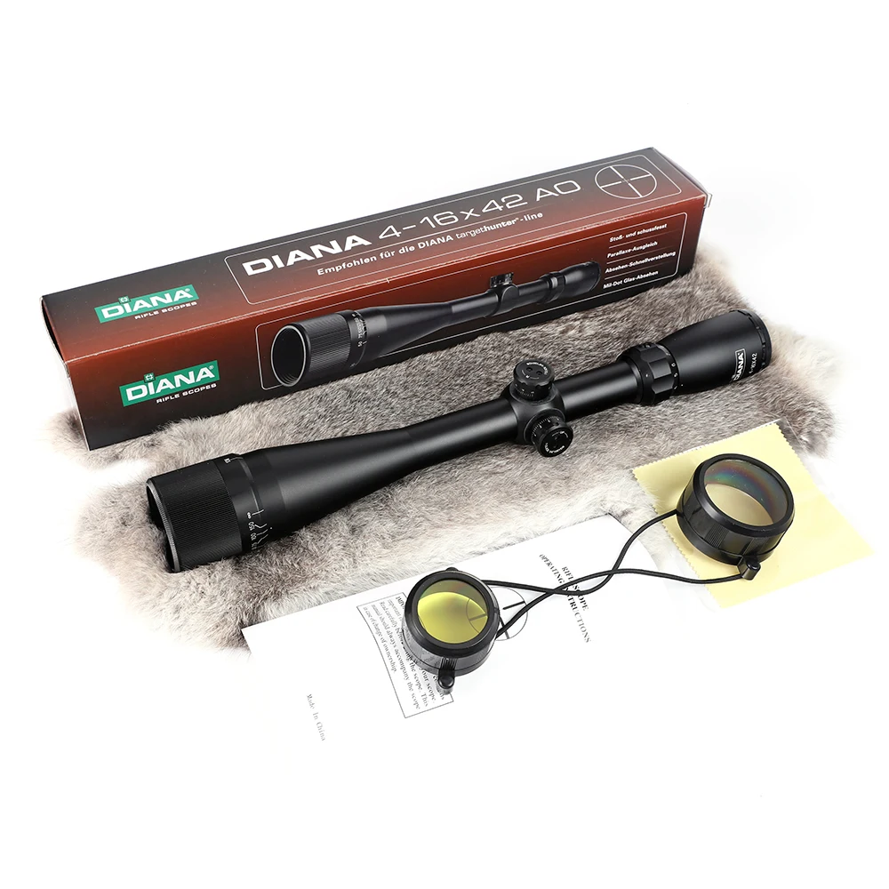 DIANA 4-16X42 AO Hunting Rifle Scope Mil-dot Wire Reticle Optical Sight Full Size with Picatinny or Dovetail Rings Riflescope (2)