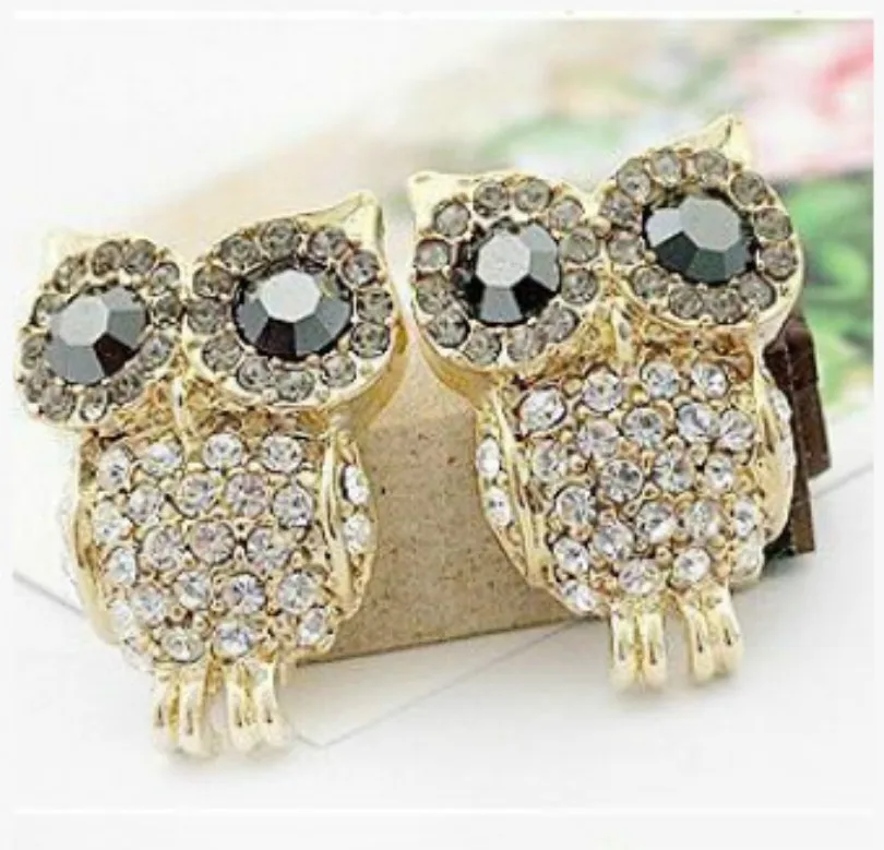 Flashing Owl Earrings For Women Stud Earrings 925 Sterling Silver