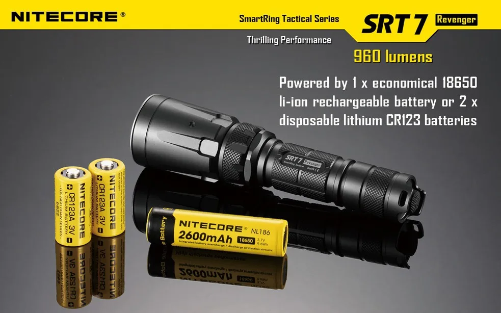 Nitecore SRT7 фонарик с nitecore nl188 18650 3200 мАч батареи XM-L2 960lm умный кольцо селектор Поиск Факел Цвет зеленый, синий красный