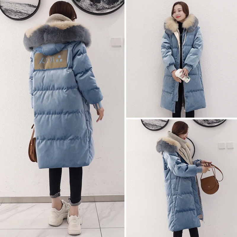 Doudoune Or Bleu Femelle Vêtements Velours Taille Col Nouvelles Fourrure Blue De D'hiver Le Manteau Femmes 2019 Grande Longue Yyy359 Sur Genou ScBqvW8zW