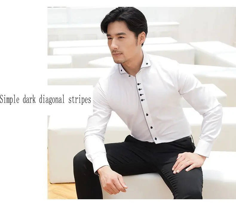 Модная мужская деловая рубашка плотная белая хлопковая Для мужчин рубашки Длинные удобная повседневная одежда рубашка Большой Размеры