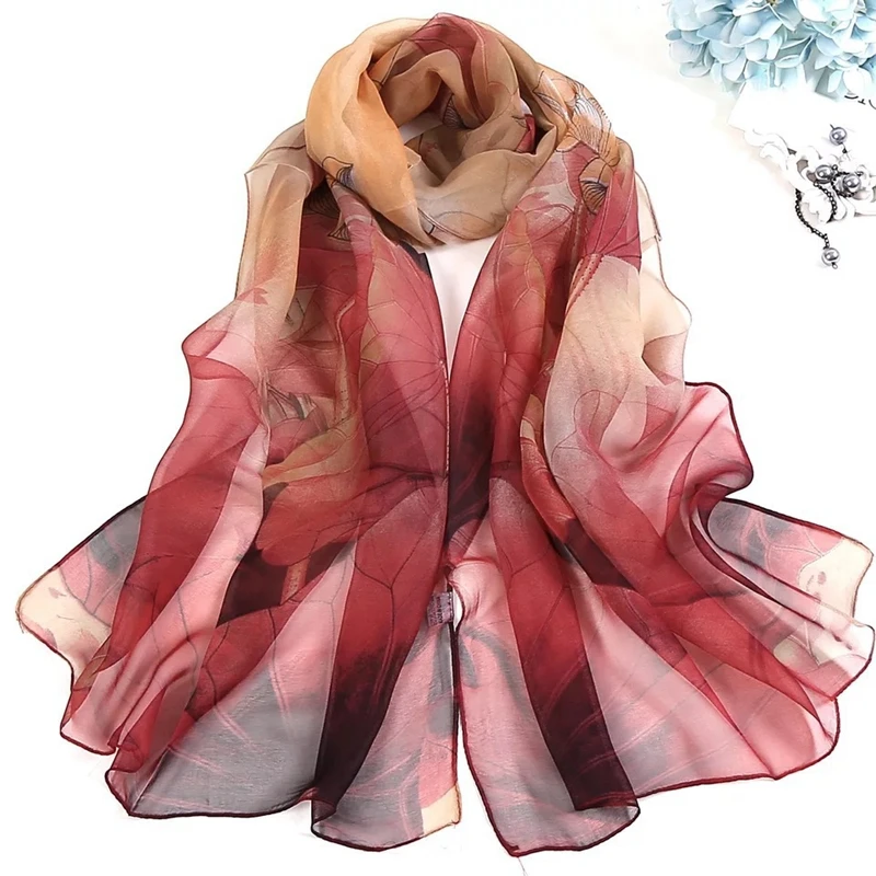 

LARRIVED New Arrival 2019 Spring And Autumn Chiffon Women Scarf Polyester Geometric Pattern Design Long Soft Silk Shawl