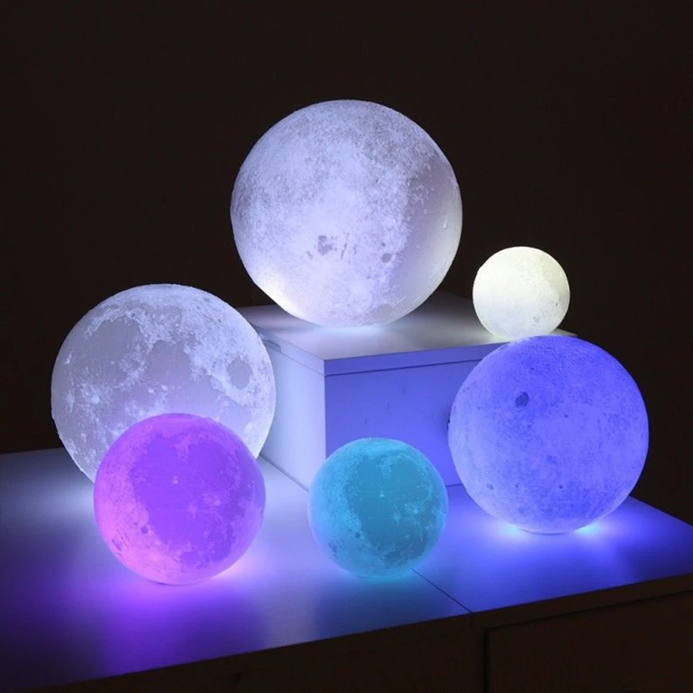 3D печать цветная(RGB) луна лампа ночник домашний декор прекрасный подарок земли Батарея 12/15/18 см лампочка - Emitting Color: Colorful