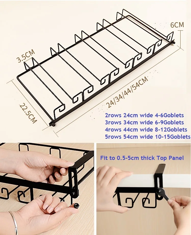 Верхняя зажимное крепление шкаф винный Стеклянный Стеллаж Держатель для бокалов вешалка Кубок Tallboy Белый Черный античная медь гвоздь