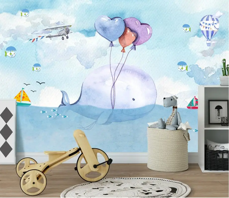 Beibehang обои на заказ Настенные обои ручная роспись акварель мультфильм воздушный шар детская спальня фон обои