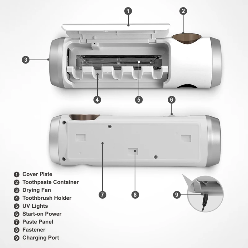 Digoo DG-UB01 УФ-светильник стерилизатор для зубных щеток Ультрафиолетовый Антибактериальный очиститель зубных щеток USB Перезаряжаемый держатель для зубных щеток