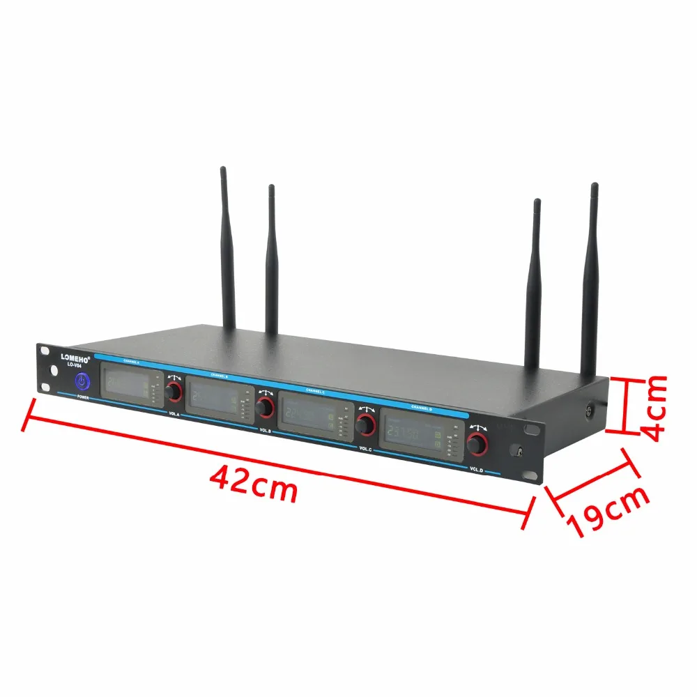 LOMEHO LO-V04, 4 канала, 4 металлические ручные микрофон, караоке, KTV, вечерние, динамический микрофон, церковный микрофон, VHF беспроводной микрофон